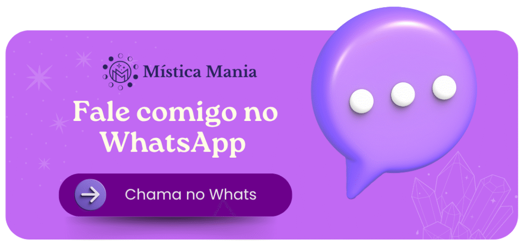 Fundo roxo com símbolos místicos dourados como cristais, estrelas, olho espiritual e folhas